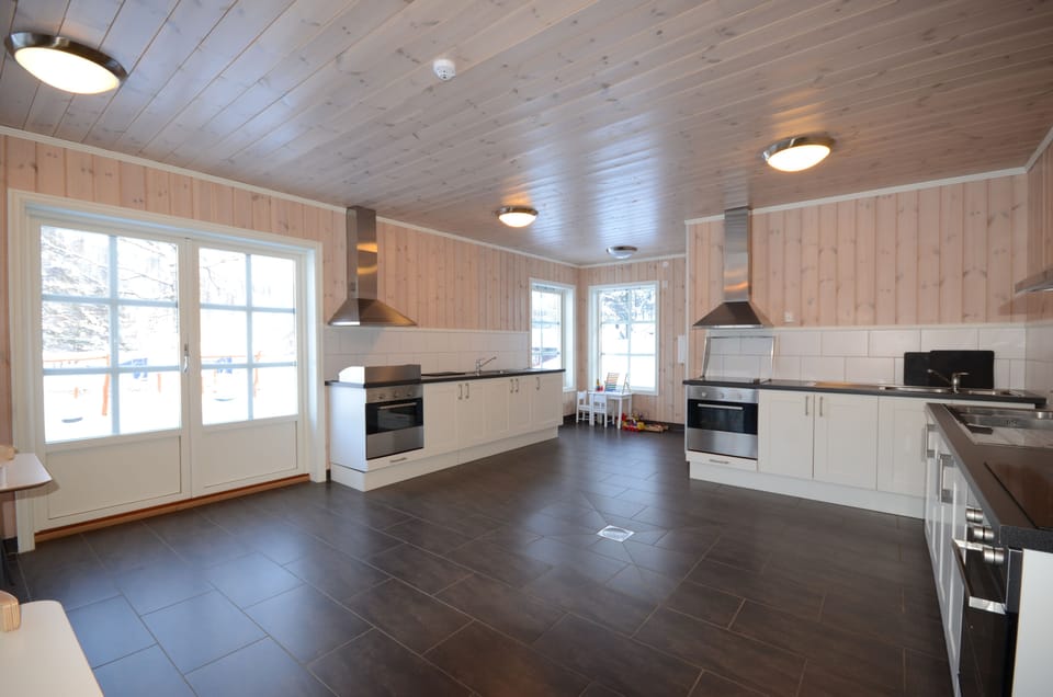 Fridge, oven, stovetop, coffee/tea maker