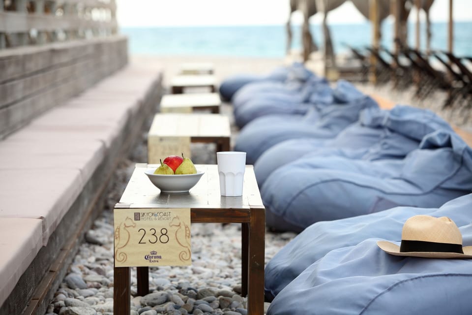 Private beach, sun loungers, beach umbrellas, beach towels