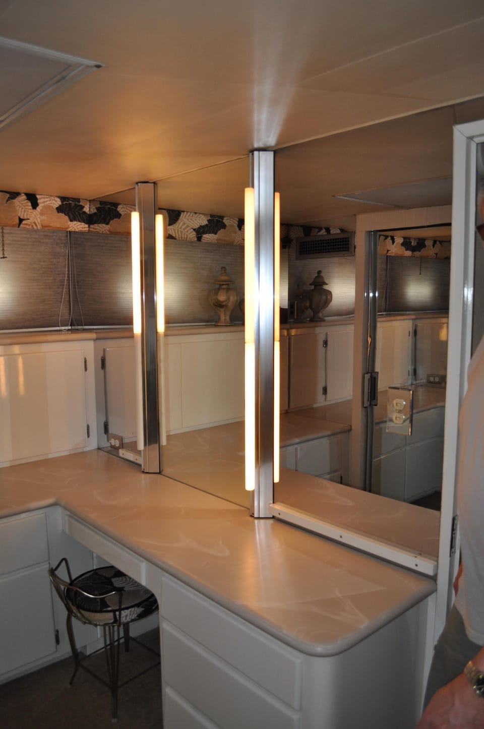 Get ready for your night on the town with this gorgeous vanity and closet area