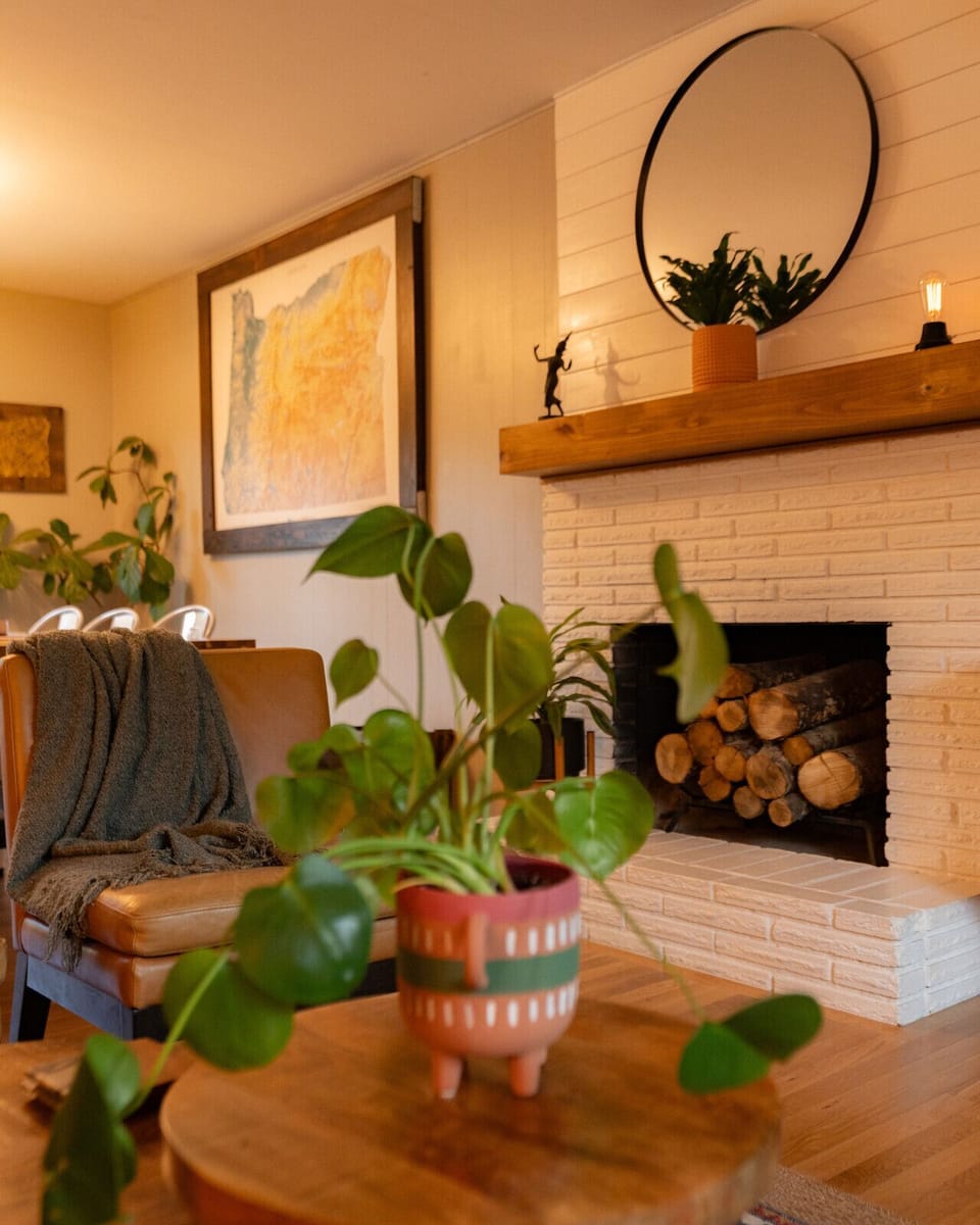 Living Room: Open floor plan with a 5 person sectional and 55 inch smart tv,