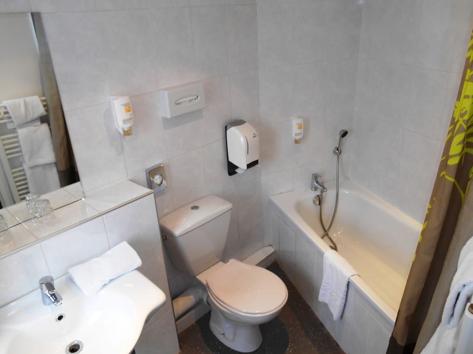 Eco-friendly toiletries, hair dryer, towels, soap