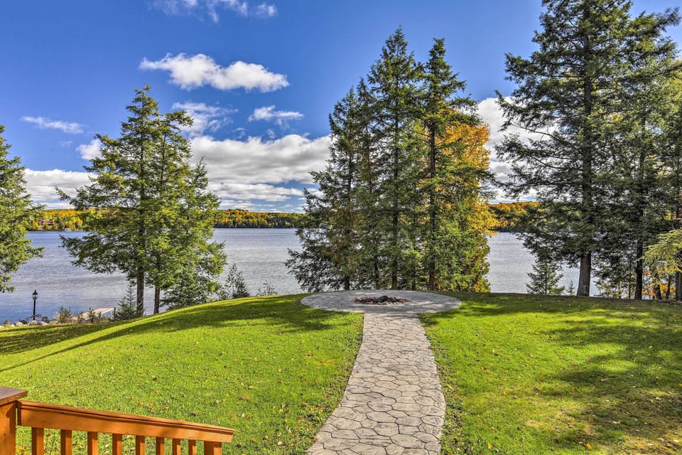 Private Outdoor Space | Cobblestone Fire Pit | 2 Stories