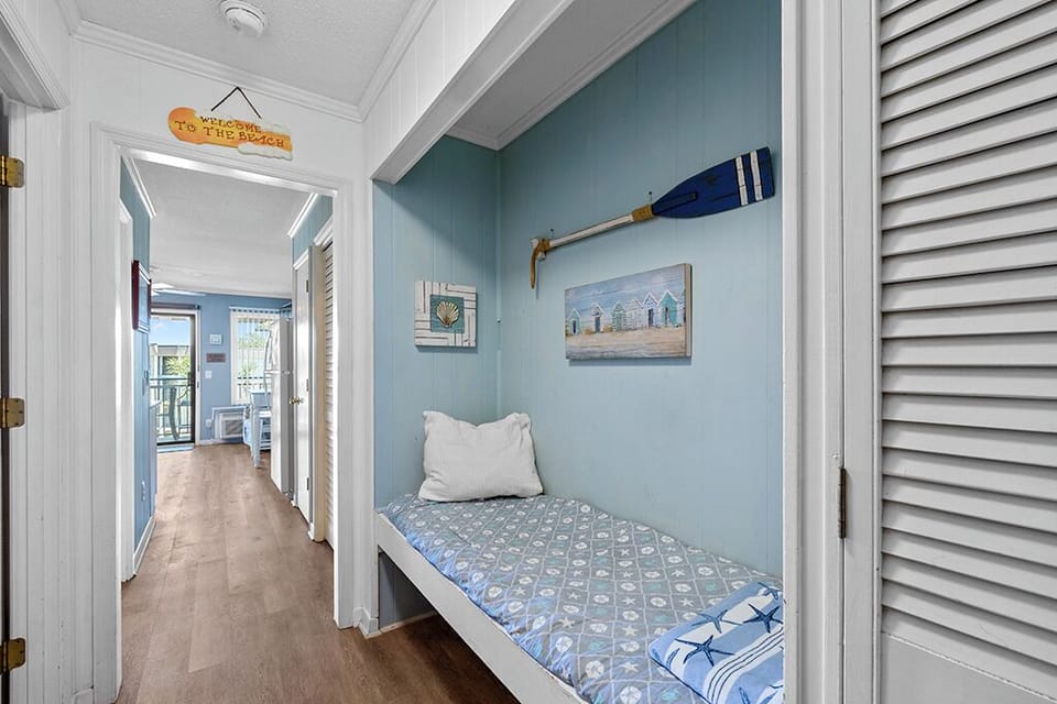 Bunk bed setup in the hallway