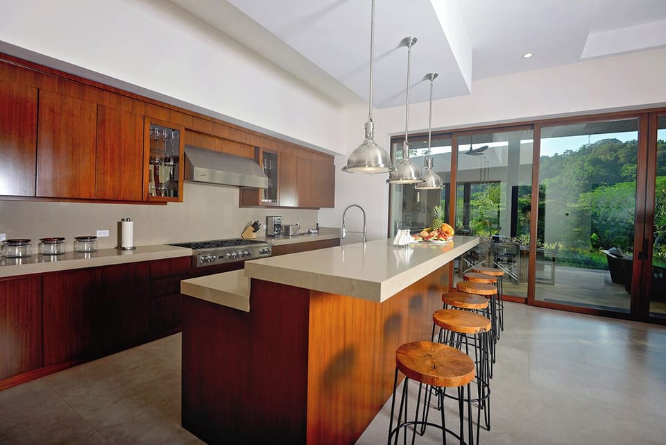 Fully gourmet kitchen with access to outdoor area.
