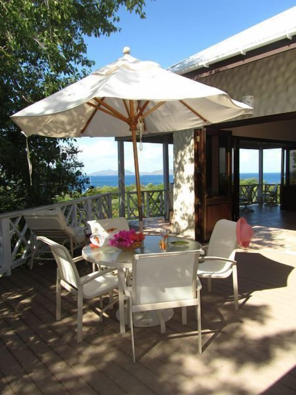 Deck of main house. Note the large accordion doors into the living area.