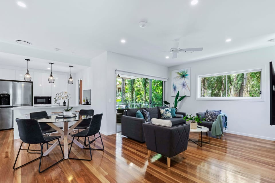 Open living, dining, kitchen access and ducted air on the main level.