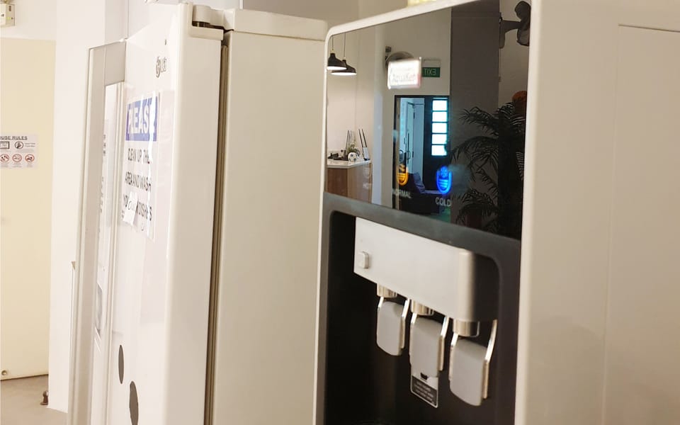 Shared fridge, shared microwave, electric kettle