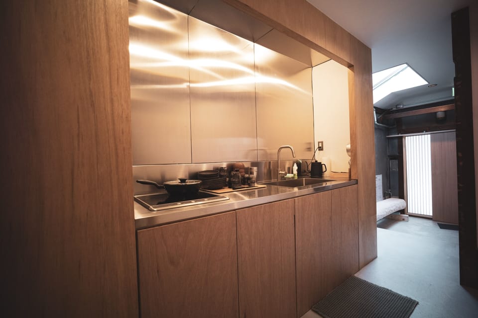 Modern Machiya - MIBU | Private kitchen | Full-size fridge, microwave, stovetop, electric kettle