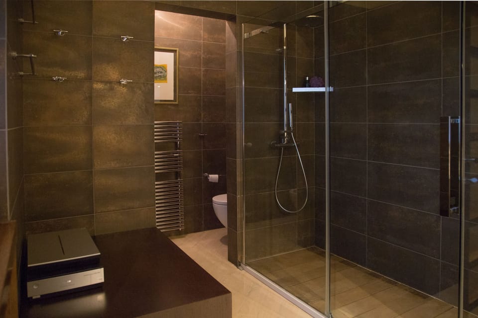 Quadruple Room, 2 Queen Beds, Connecting Rooms (202-203) | Bathroom | Shower, free toiletries, hair dryer, bidet