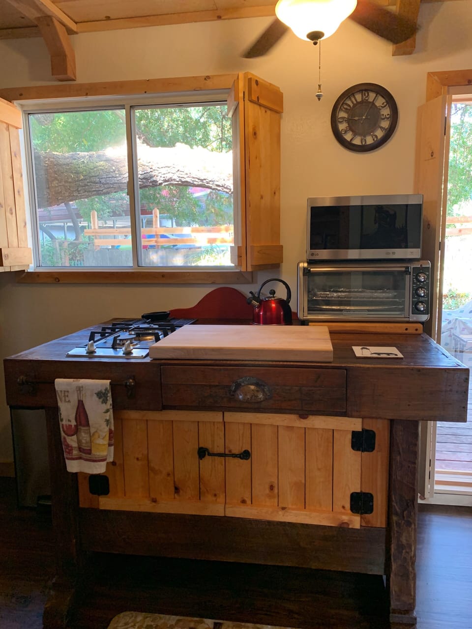 Two Burner Stove Top, microwave & Toaster Oven. Small crock pot & popcorn maker