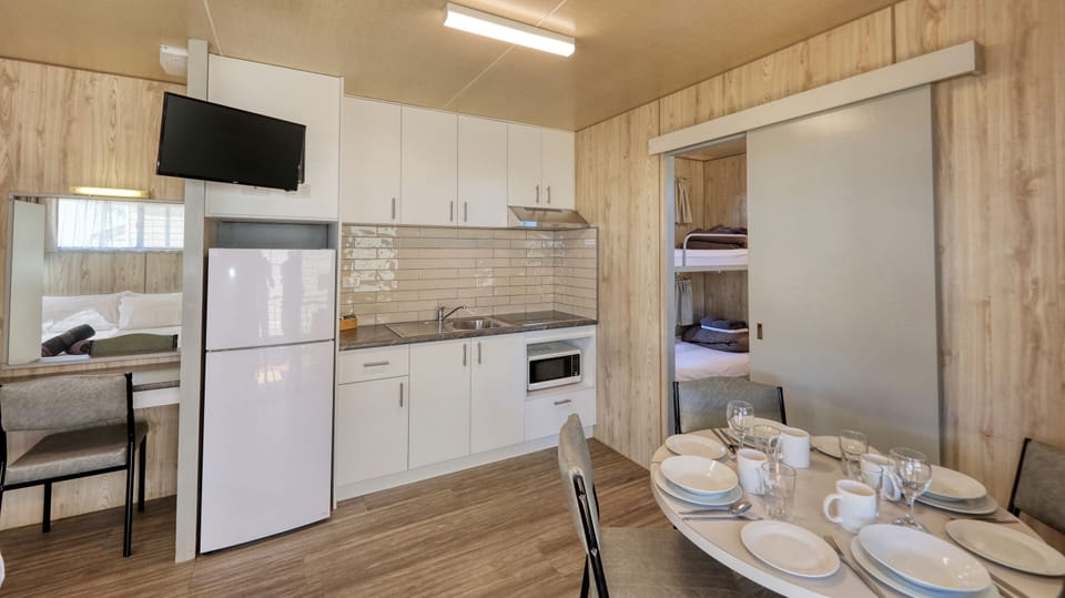 Standard Cabin, Lake View | Private kitchen | Full-size fridge, microwave, stovetop, toaster