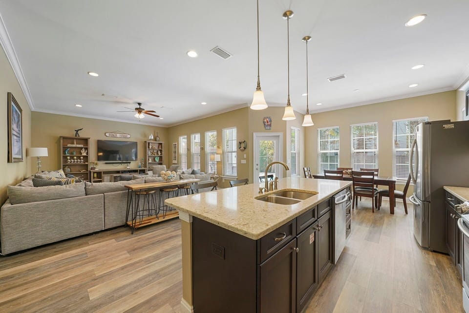 Casa Azul - Miramar Beach - Open Concept Dining, Kitchen, & Living Room