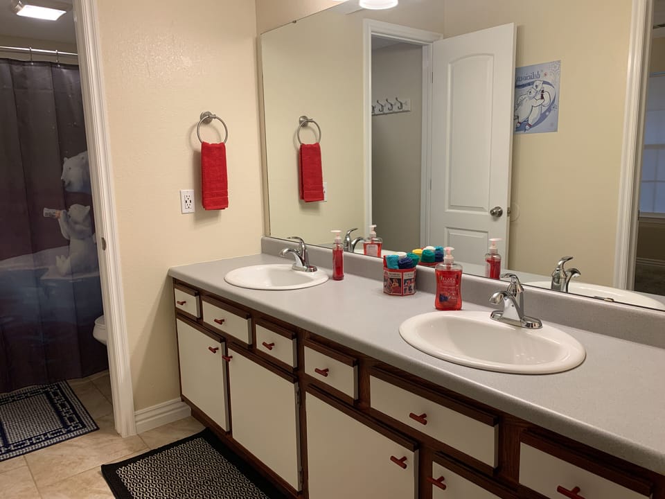 separate vanity off of tub/shower/toilet area