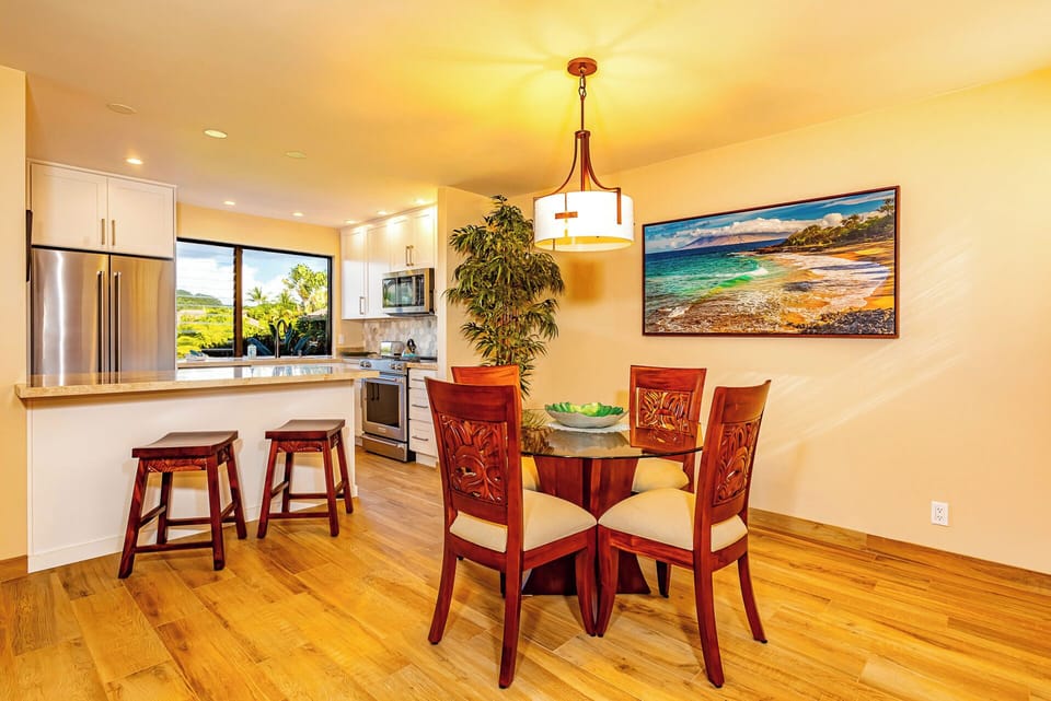 Indoor Dining Table for Four plus bar seating for 2
