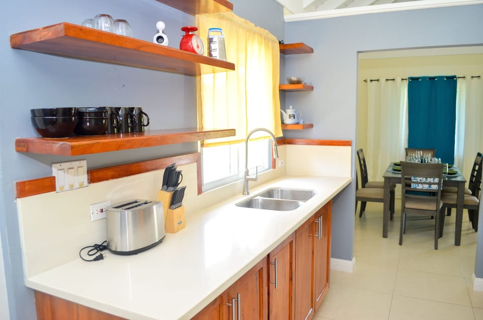 Apartment | Private kitchen | Full-size fridge, microwave, oven, stovetop