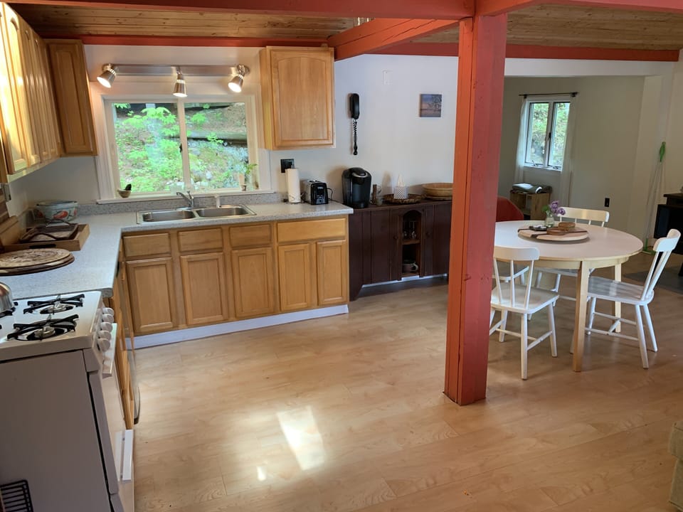 Kitchen is well stocked with dishes, utensils....for all your needs.
