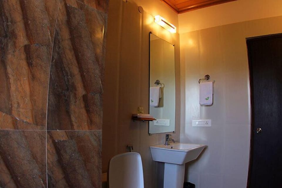 Deep soaking tub, hydromassage showerhead, free toiletries, towels