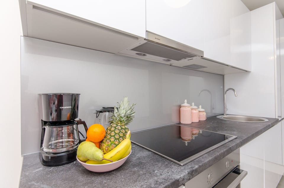 Apartment (A1) | Private kitchen | Fridge, microwave, oven, stovetop