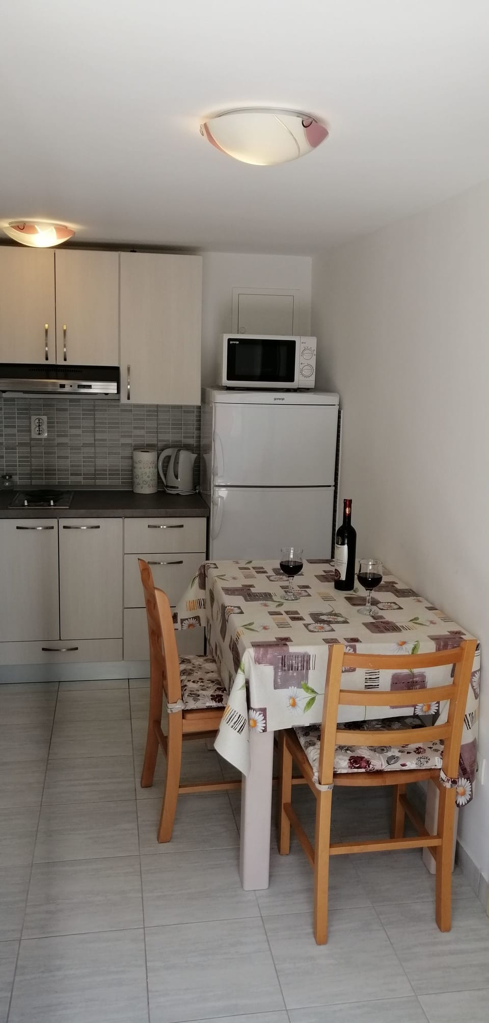 Apartment (A1) | Private kitchen | Fridge, microwave, stovetop, electric kettle