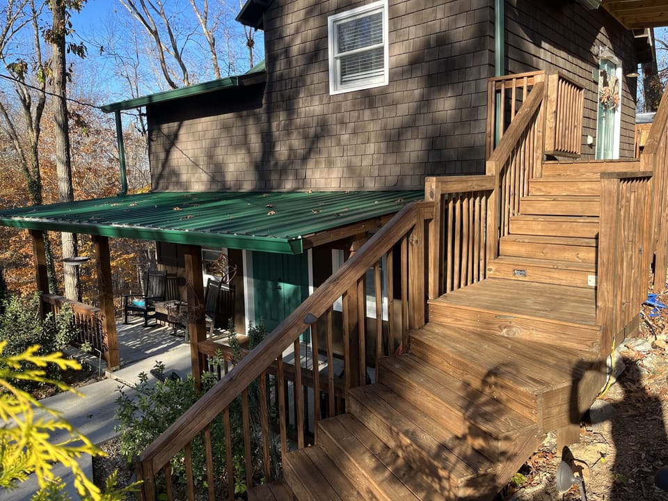Stairs leading to cabin( Basement currently being used as storage.)