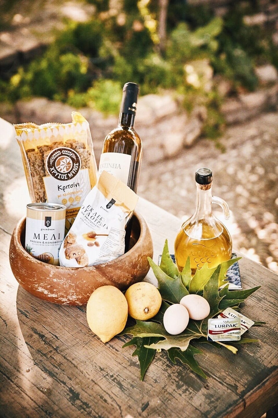 Local products provided, including our own produced olive oil.