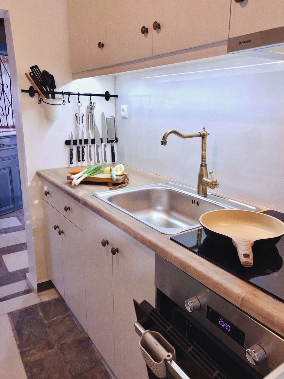 Fully functional kitchen for everyday cooking.