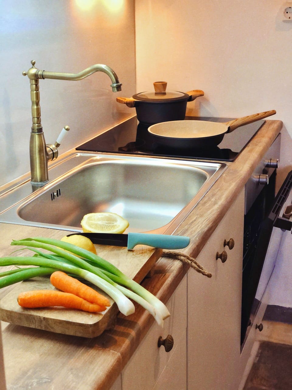Fully functional kitchen for everyday cooking.