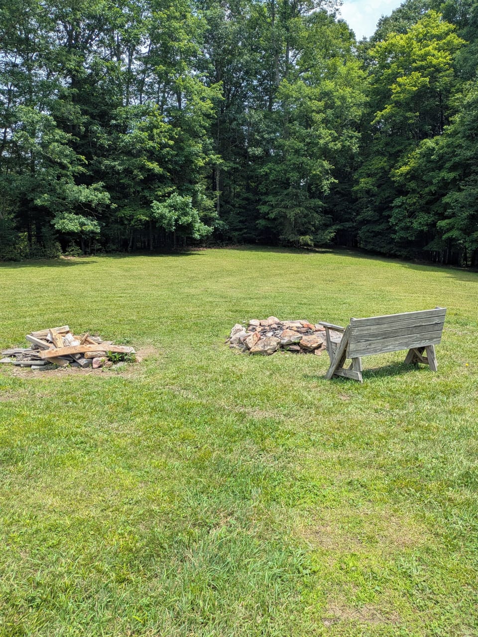 fire pit... plenty of wood provided .. asking we can get you more wood... 

