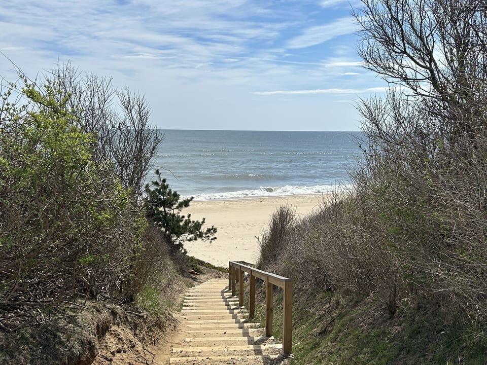 Stairs down to our beach -Hither Hills beach. Walking distance from cottage.