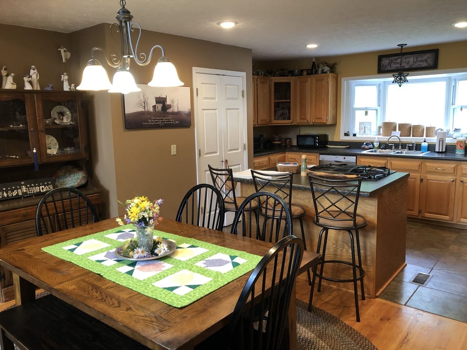 Fully stocked kitchen.  Please use anything in the pantry, fridge, and freezer. 