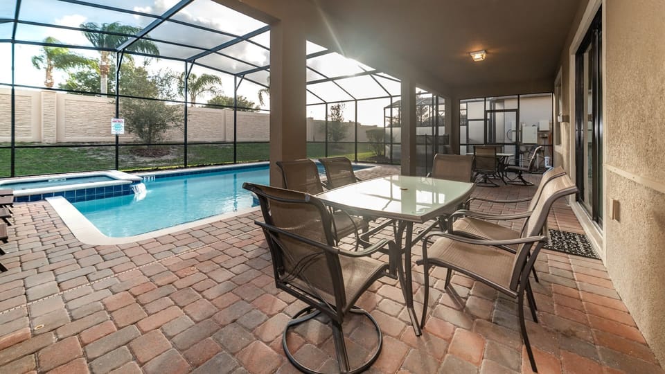 Two outdoor dining areas, seats ten