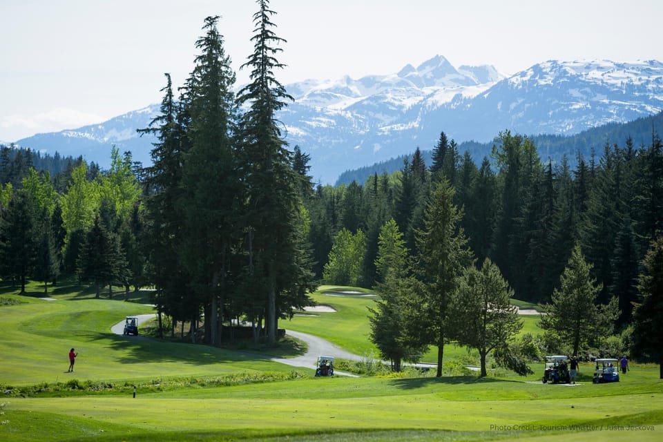 - Lush Whistler golf course surrounded by evergreens and peaks  
- Scenic fairways with panoramic mountain views all around  
- Ideal destination for golfers and nature enthusiasts alike  