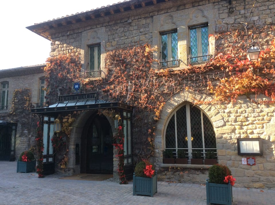Hotel de la Cite in the Medieval Cite. Great for a special meal   