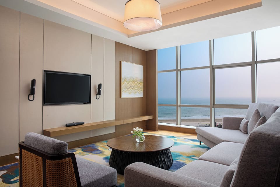 Suite, 2 Bedrooms, Club Lounge Access, Ocean View | Living area | 29-inch LCD TV with cable channels, TV