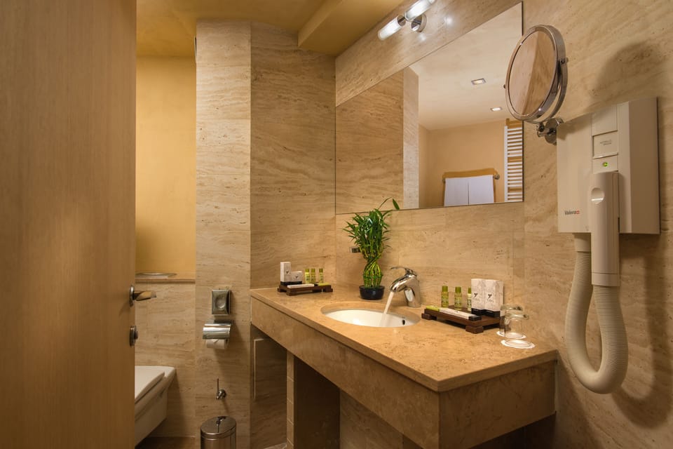 Shower, free toiletries, hair dryer, bathrobes