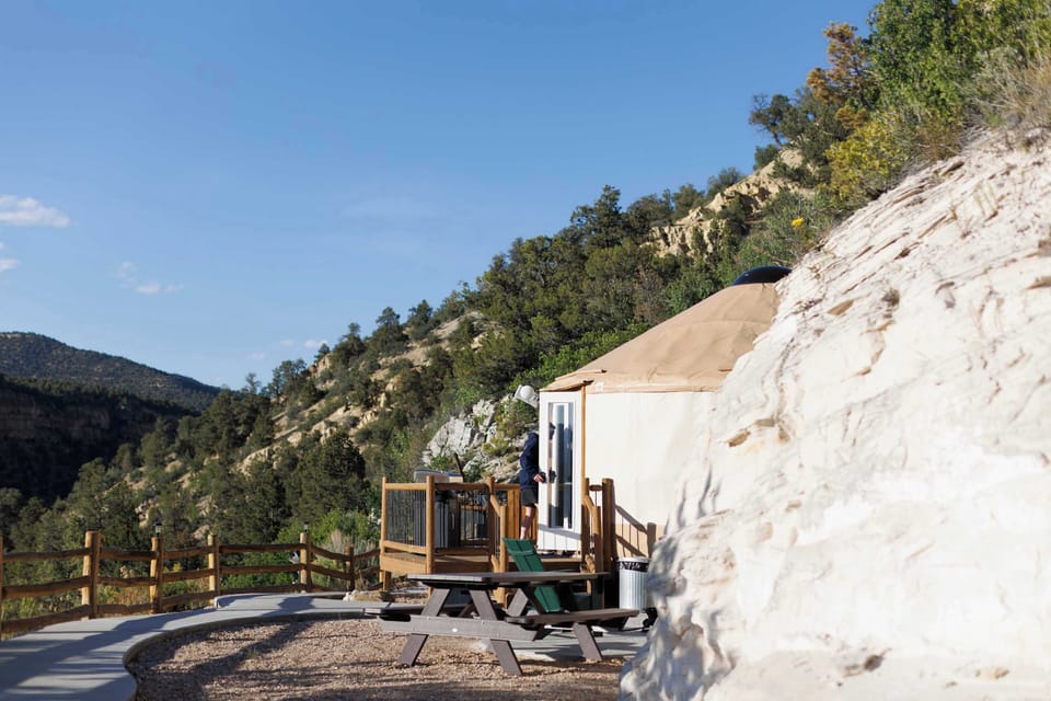 Relax and recharge in your private yurt tucked into the East Zion hillside, surrounded by peaceful Southern Utah scenery near Zion National Park and Bryce Canyon.