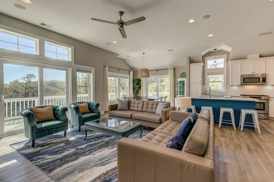 Top-Level Living Room with Deck Access