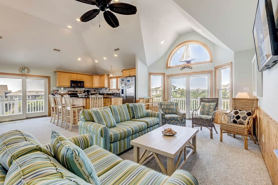 Top-Level Living Room with Deck Access