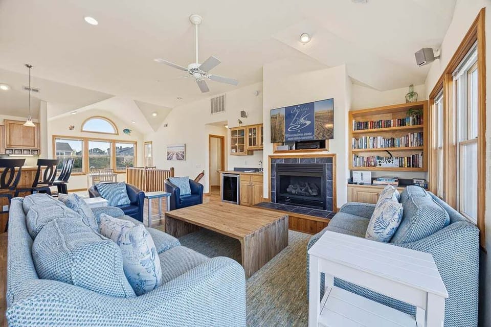 Top-Level Living Room with Deck Access