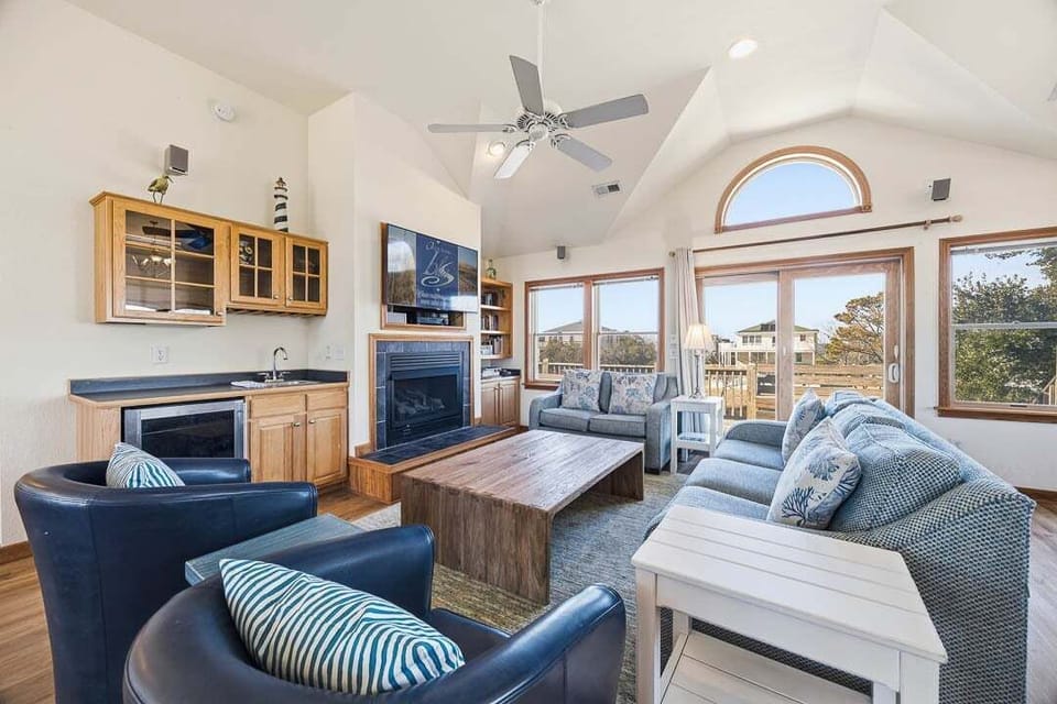 Top-Level Living Room with Deck Access