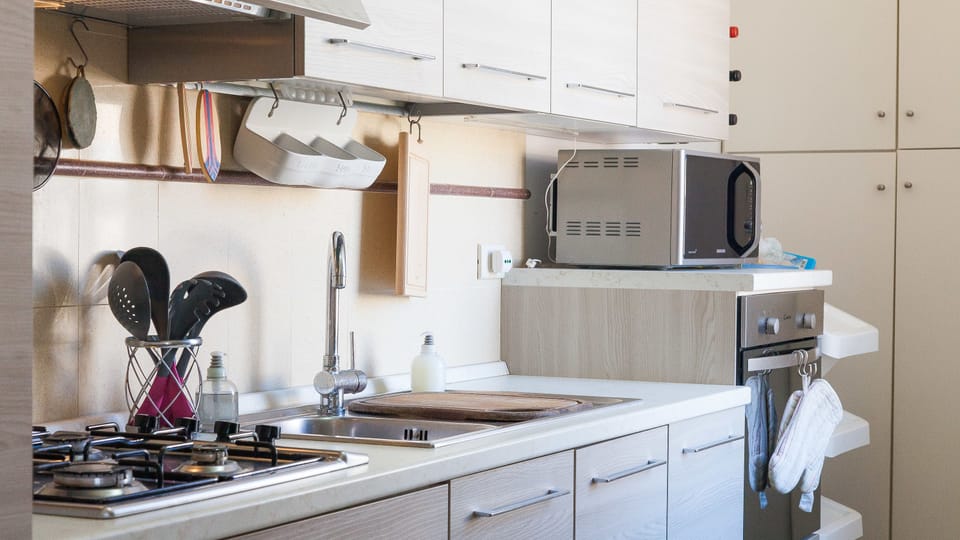 Apartment | Private kitchen | Fridge, microwave, stovetop, dishwasher