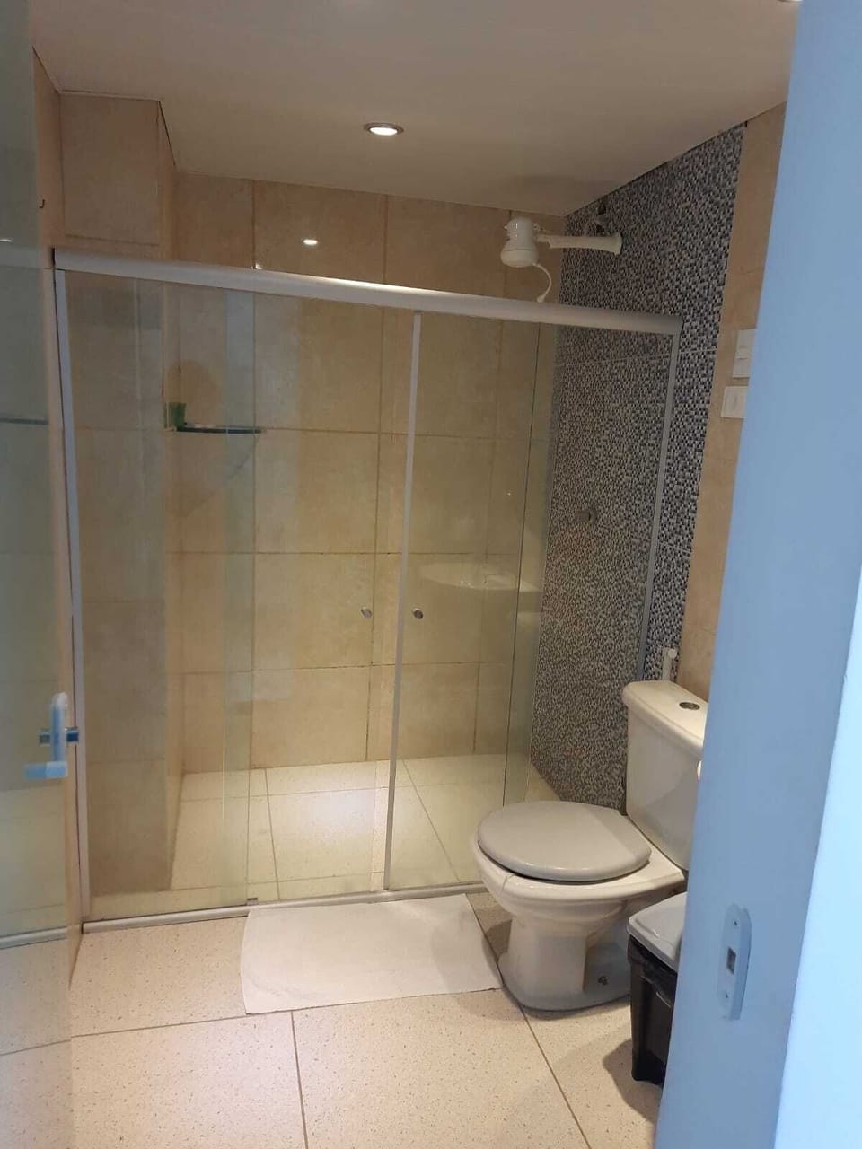 Shower, towels, soap, shampoo