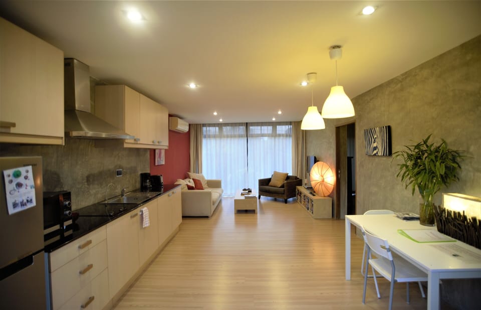 Kitchen, dining and living room area is over 35 sq m
