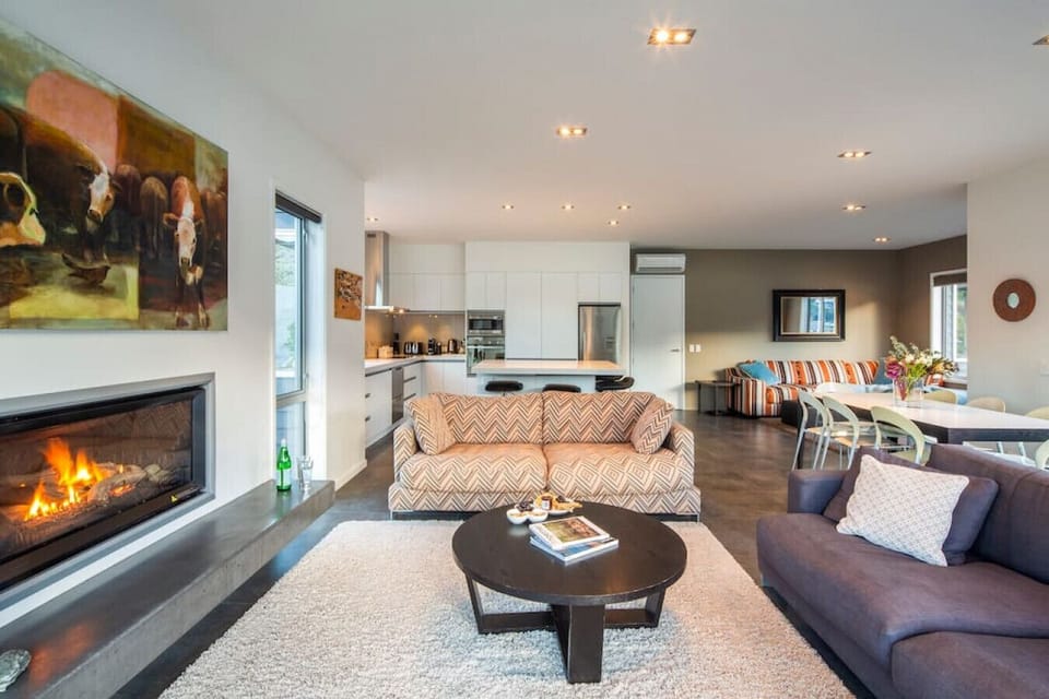 Relax fireside on the extra-large couches