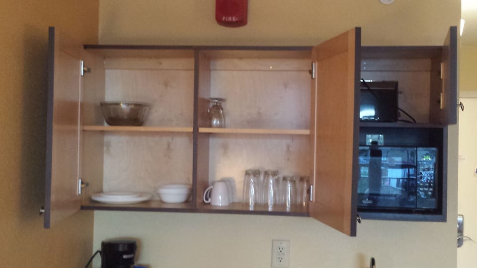 View of the inside of the cabinets.