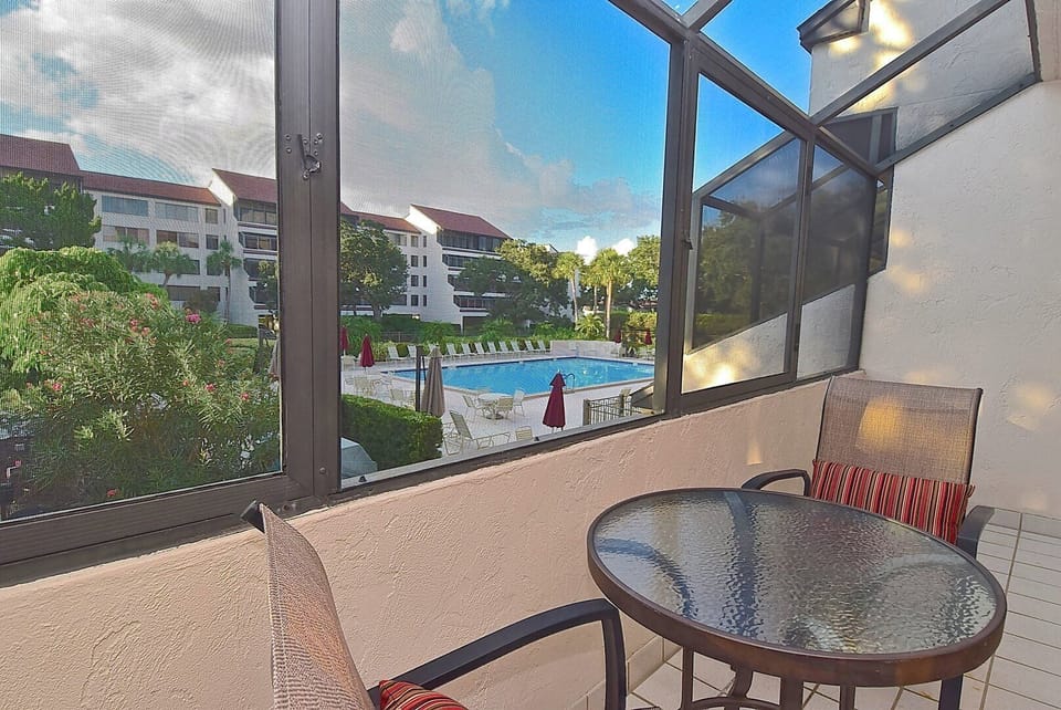 Lanai with view of the pool