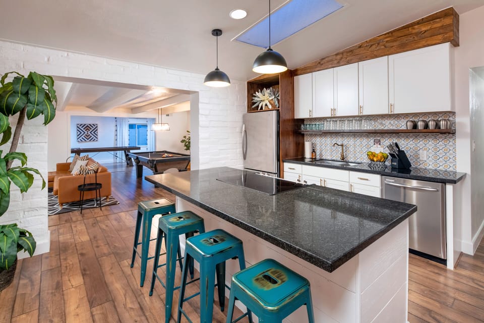 The kitchen is equipped with everything you need to prepare and enjoy meals.