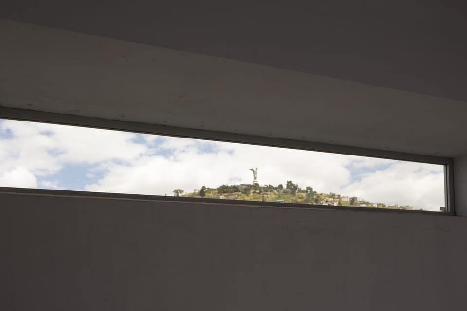 Unique niche view to mountain Panecillo from shared courtyard