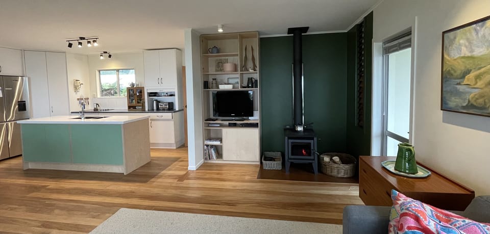 Open plan living. Newly renovated, timber floors, cozy fire for winter.