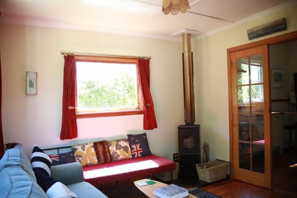 Living room with wood burner
